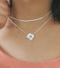 WHITE SILVER LAYERED NECKLACE シルバー  (ON-NE-0184)
