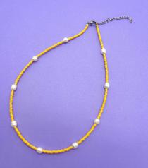 YELLOW BEADS MIX PEARL NECKLACE イエロー  (ON-NE-0132)