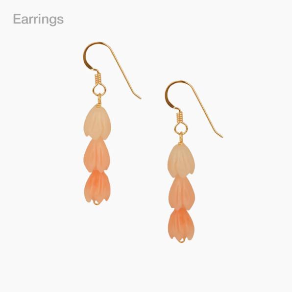 Triple Pink Pikake Drop Earrings