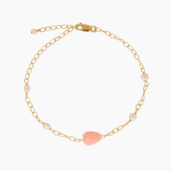 Pink Pikake White Keshi bracelet