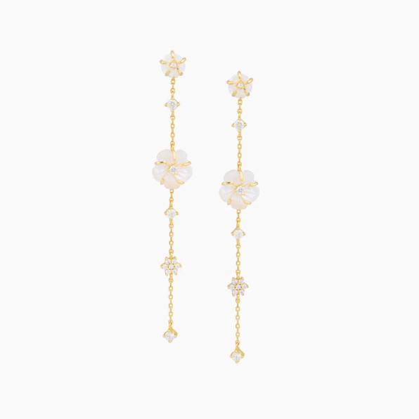 Long Plumeria Earring vermeil