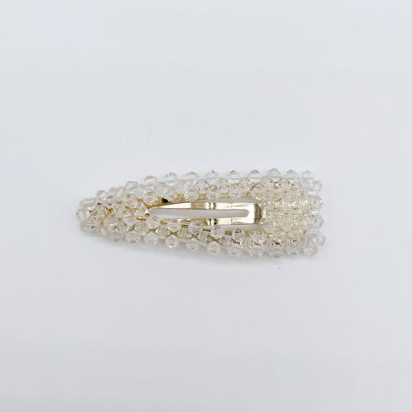 WHITE BEADS TRIANGLE HAIR PIN ホワイト  (ON-HP-0118)