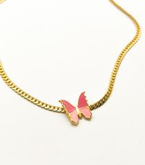 COLOR BUTTERFLY NECKLACE ピンク  (ON-NE-0150)