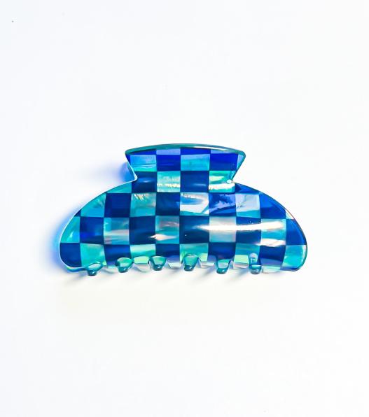 AURORA CHECKER HAIR CLIP ブルー  (ON-BA-0112)